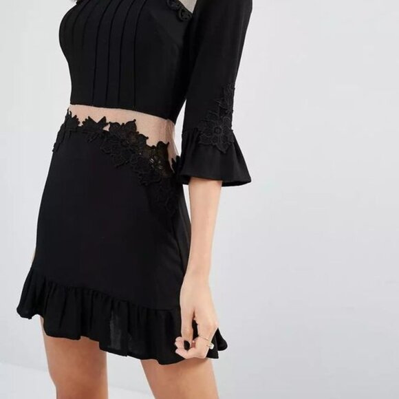 NEW For Love & Lemons Women's Lilou Applique Dress - Black - Picture 3 of 10